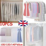 10Pcs Clear Polythene Garment Covers Suit Dress Coat Dust Protector Zip Bags UK