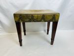 Early 19th Century Antique Leather Stool With Decorative Brass Stud Work