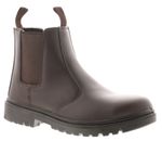Tradesafe Mens Safety Boots Dealer Slip On Twin Gusset Steel Toe Cap Brown UK Si