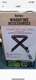 NINJA Woodfire Accessory Foldable BBQ Grill Stand Black 84 x 57 x 76cm