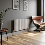 Horizontal Oval Tube Single Panel Designer Radiator 600x1200mm White 20 Tubes