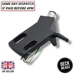 Black Angled Aluminium Headshell With Wires For Straight Tonearms - Tone Arm