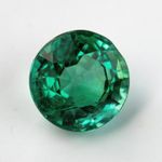 Vivid Green Natural Emerald, 1.59ct 7.1mm Round Step Cut from Zambia