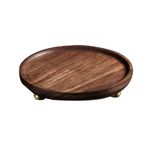Light Luxury Creative Walnut Solid Wood round Tray Cup Holder Storage Plate Rota