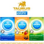 42 x Exure CONDOMS NATURAL RIBBED FLAVOURED PLEASURE FUN Discreet UK FREE P&P