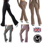 MOOSLOVER Legging Solid Ribbed Flared Seamless Legging UK