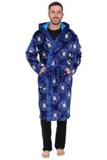 Mens Chelsea F.C. Official Dressing Gown Fleece Hooded Robe