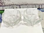 Vintage Clear Frosted Glass Flower Tulip Taper Candle Holders Anchor Hocking 2pc