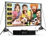 Wootfairy 200 inch Projector Screen with Stand, 4K HD 16:9 Big Size Screen Folds