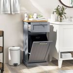 Laundry Cabinet with Basket Freestanding Tilt Out Laundry Hamper W/Drawer-Grey