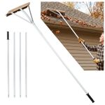 COSTWAY Leaf Roof Brush 165-626 CM Length Adjustable Roof Rake-Silver