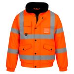 Hi Viz Bomber Jacket Waterproof Work Coat Outdoor Polyester Reflective Menswear
