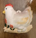 Chicken /  Hen & Eggs Ceramic Wall Plaque. Country Kitchen  Spring Flowers. 3D