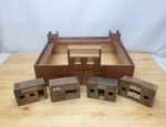 Vintage 1960s Large Wooden Fort Reno Toy Soldiers Wild West Playset - Handmade