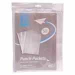 50x A4 Clear Plastic Punched Punch Pockets 30 Micron for Folders Filing Wallets