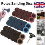 30Pcs 50mm Mini Roloc Sanding Discs Set With 1/4" Holder For Metal Rust Removal