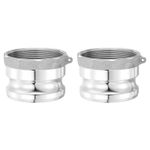 2 Pcs 3" x 3" Female NPT Aluminum Type A Cam Groove Fitting, Silver
