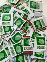 100 2nd CLASS STAMPS UNFRANKED Standard Letter Barcoded Green ON Backing