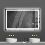 Bathroom LED Mirror With Demister Touch Sensor Illuminated Lights Anti-fog