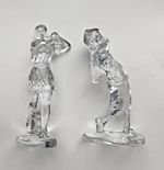 Pair of Waterford Crystal Golfers Man and Woman Figurines Ornaments 17cm/ 18cm