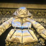 Zara Ski Collection Women’s Gold Hooded Belted Ski Jacket S Zipped Pockets