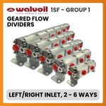 Walvoil 1SF Group One, Hydraulic Geared Flow Divider Left/Right Inlet, 2-6 Ways
