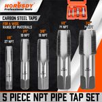 5Pcs NPT Taper Pipe Tap Set 1/8" 1/4" 3/8" 1/2" and 3/4" With Case Imperial Inch