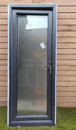 Anthracite Modern Frosted Glass Door Right-Hand Single, Handle Set