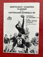 North-East Counties 19-Group v Australian Schools XV Dec 1973 rugby programme