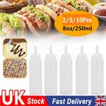 2/5/10Pcs Plastic Clear Squeeze Sauce Bottles Condiment Dispenser Ketchup Mayo