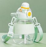 DILLER Baby Sippy Cup 301-350ml Straw Lid Handles Strap Green/White 6+ Months