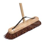 Wooden Broom & Handle 24 inch - Large Soft Bristle Fibre Broom Head - Cleenol