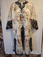 Antique Chinese Hand Embroidered Silk Robe Kimono Duster Coat Canton Export M