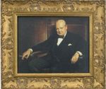 Sir Winston Churchill Framed Picture, UK Prime Minister Reproduction Oleograph