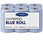 Efforias Centrefeed Blue Paper Towels 2-Ply Highly Absorbent 6 Rolls