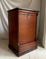 Vintage Oak Tambour Free Standing Filing Cabinet