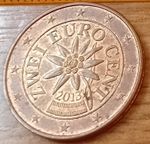 2 Euro Cent. Austria. 2013. Edelweiss Flower.  Coinagechoice.