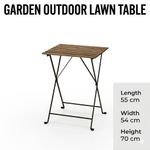 Folding Garden Table Outdoor Patio Balcony Bistro Table Acacia Wood Metal Table
