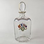 Antique Glass Decanter Painted WW1 Allies "Freedom And Justice" Flags