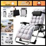 Folding Zero Gravity Reclining Patio Chair with Soft Cushion & Cup Holder - Grey