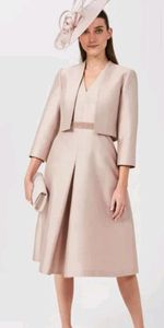 Hobbs Jacket Wedding Occasion Bolero Alberta Silk Wool Size UK 6 Oyster Beige 