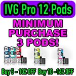 IVG PRO 12 REFILLS / PODS | Prefilled Pods  20mg, 10mg, 0mg - 10K Puffs Per Pod