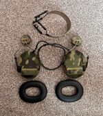 3M Peltor Com-tac XPI headset with P3ADG-F Arc Rail Helmet Adapters + Gell cups.