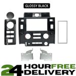 GLOSS BLACK DOUBLE DIN CENTRE CONSOLE DASH FASCIA PANEL KIT FOR DEFENDER 07-16
