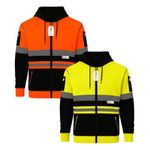 Hi Vis Zip Hoodie Class 3 Reflective Fleece Lined Workwear Hi Viz Hoodie Mens