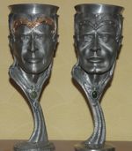 Royal Selangor Lord Of The Rings Pair of  Pewter Goblets - Aragorn & Elessar