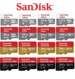 SanDisk Ultra Extreme Pro Memory card Micro SD 16GB 32GB 64GB 128GB 256GB 512GB