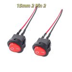 On/Off Round Rocker Switch Car Automotive 15mm 2 Pin 2 Position Black Red White