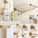 Antique Brass Bathroom Hardware Set Towel Bar Ring Hook Toilet Paper Holder