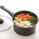 4-Way Divided Pan Black Carbon Steel Kitchen Cookware 20.3cm Energy Efficient